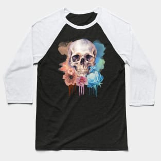 watercolor floral skull Baseball T-Shirt